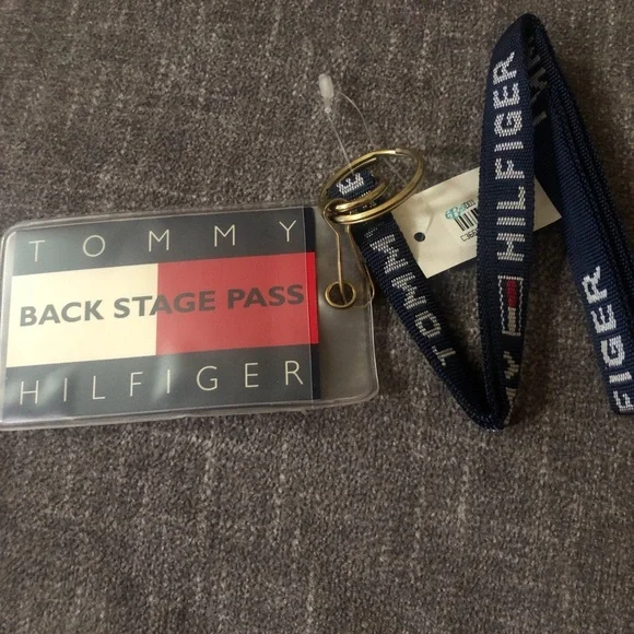 Vintage Tommy Hilfiger Navy, Red & White Back Stage Pass Lanyard Card Holder - Picture 2 of 3